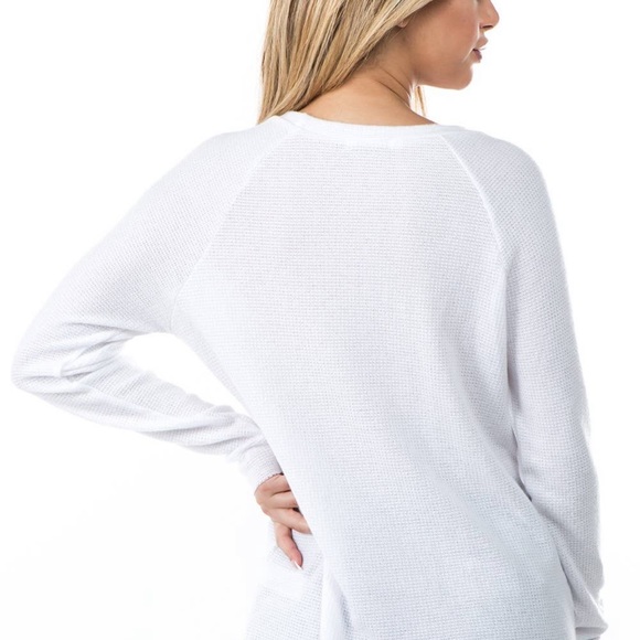 White long sleeve waffle top - Picture 5 of 5